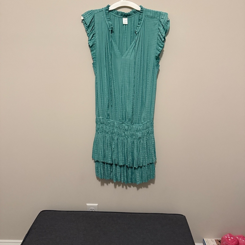 Musette Teal Ruffled Mini Dress - Picture 3 of 6